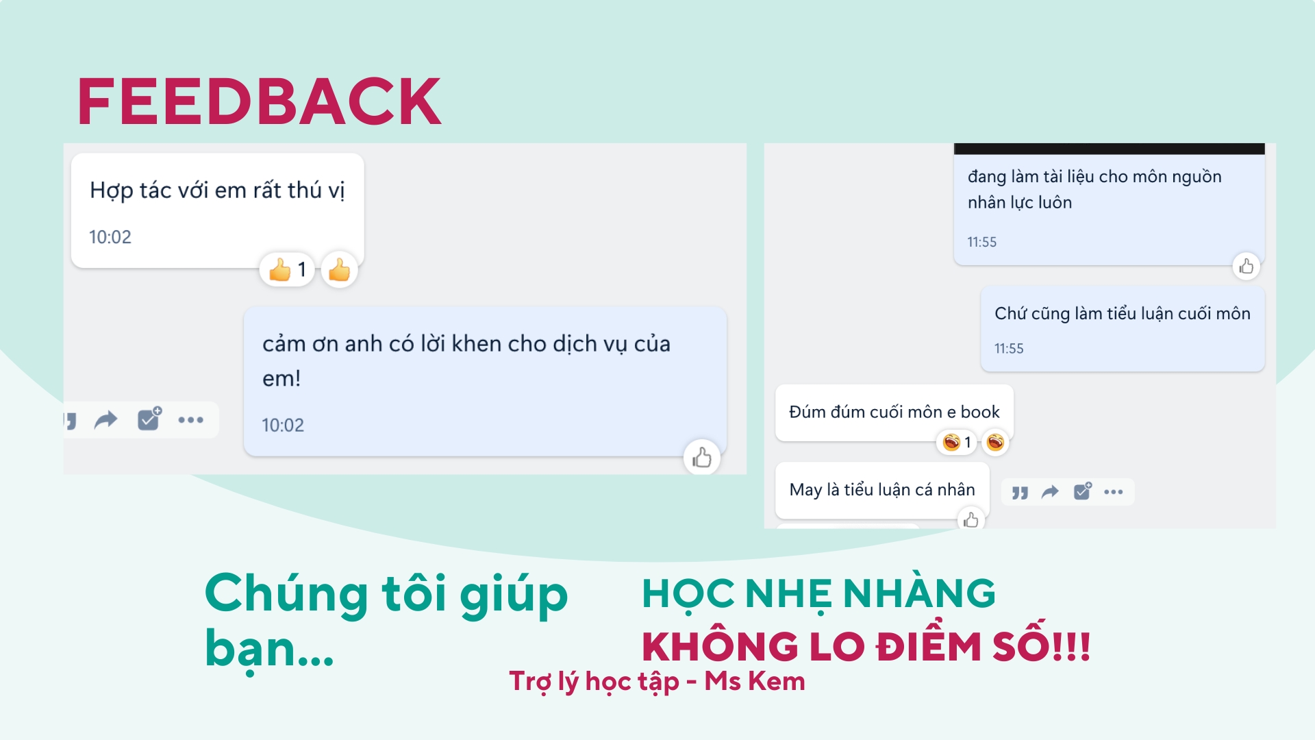 Feedback của Khách hàng về Luận Văn Ms KEM